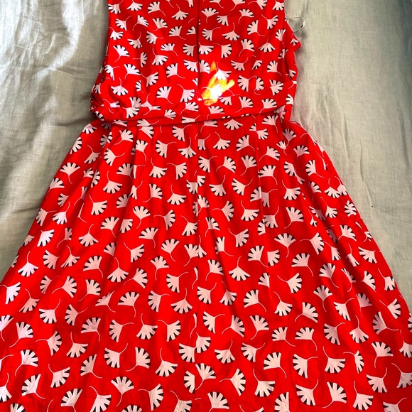 Ann Klein Red/Black Patterned Cocktail Dress / Size 16 - Picture 5 of 8